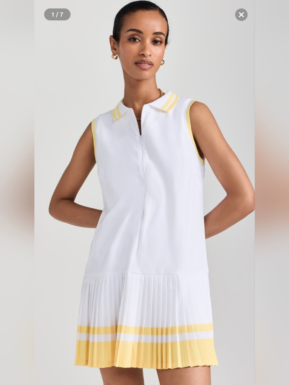 Beach Riot Bria Tennis Dress - White, Yellow Size Large - Picture 2 of 8